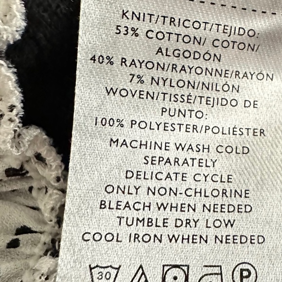 LOFT Black V Neck Cotton Lightweight Sweater Animal Print Ruffle Hem Size XS EUC - Picture 5 of 15